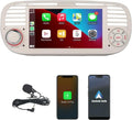 Autoradio 7'' per Fiat 2007-2015 con CarPlay e Android Auto, Bluetooth 5.0, Touchscreen, Controllo al Volante, Bianco