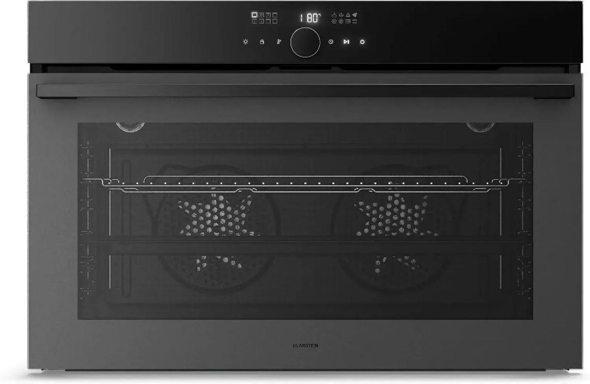 Forno da Incasso Klarstein 90 cm - 127L, 16 Programmi, Classe A, Timer Digitale, Ventilato, Facile Pulizia, Sicurezza Bambini, Triplo Vetro, Stile Moderno