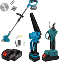 Set Attrezzi da Giardinaggio 3 in 1 - Forbice Elettrica, Mini Motosega 6-8 Pollici e Decespugliatore a Batteria - 48V, 2 Batterie e Accessori