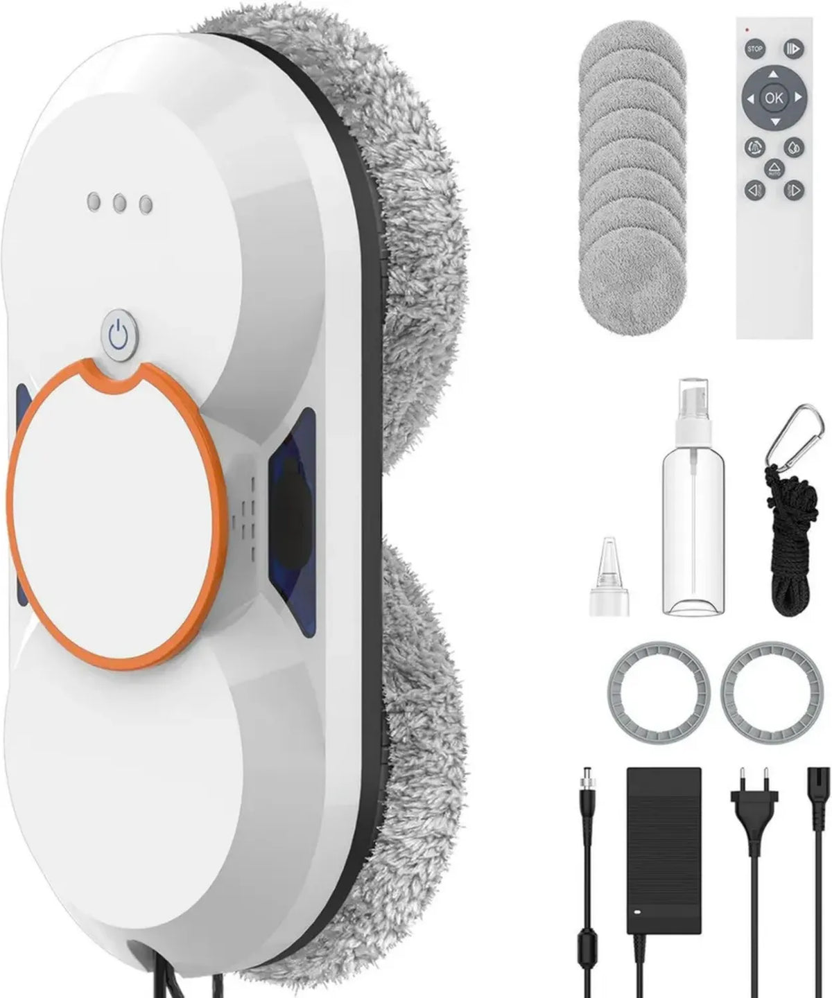 Robot Lavavetri Automatico 5600Pa con Spruzzo Doppio e Navigazione Intelligente, 3 Modalità di Pulizia, Telecomando, Sicurezza Avanzata, 8 Panni, per Vetri Lisci