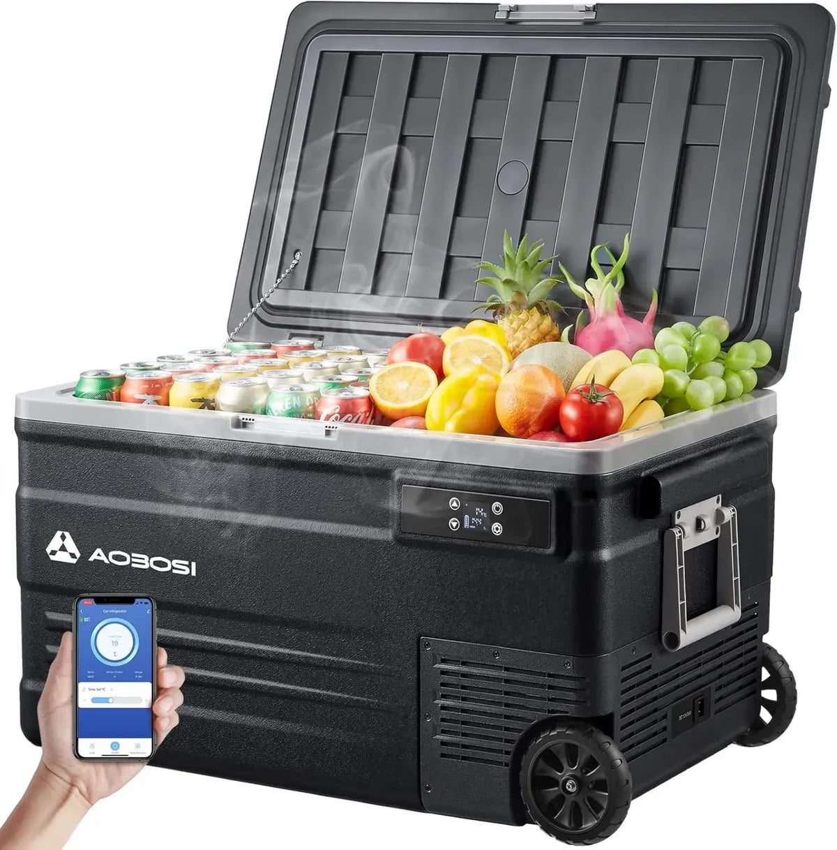 Frigorifero Portatile 74L con Controllo App e Compressore, Compatibile 12/24V DC e 100-240V AC, Perfetto per Auto, Camper e Viaggi