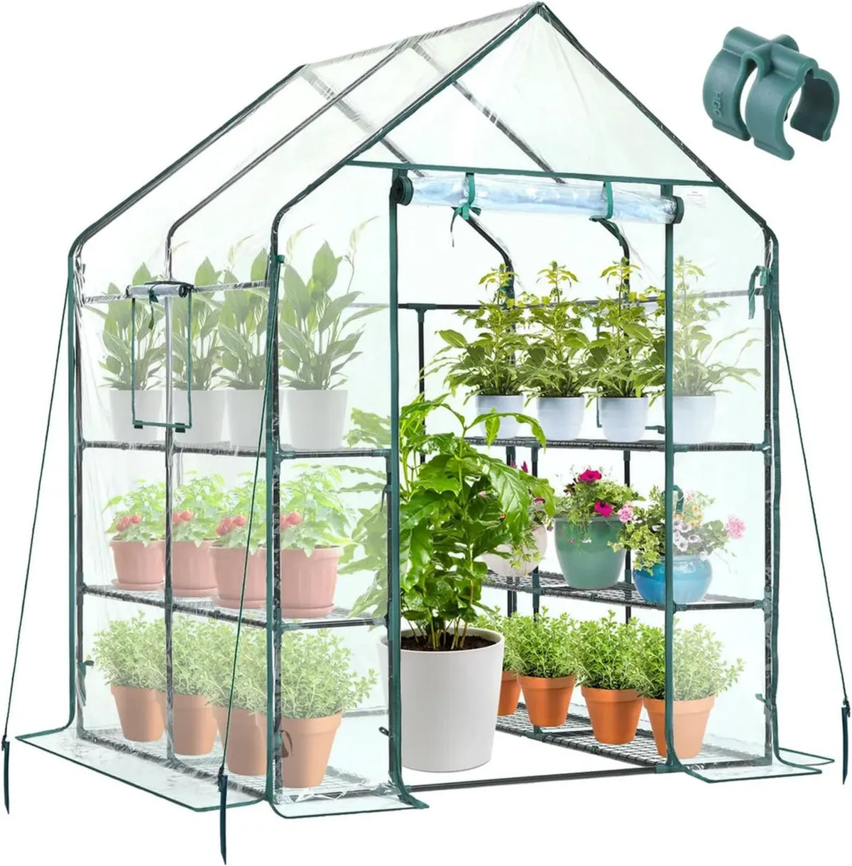 Serra da Giardino Ohuhu con Copertura in PVC, 12 Ripiani per Piante e Orto, 145x145x195 cm
