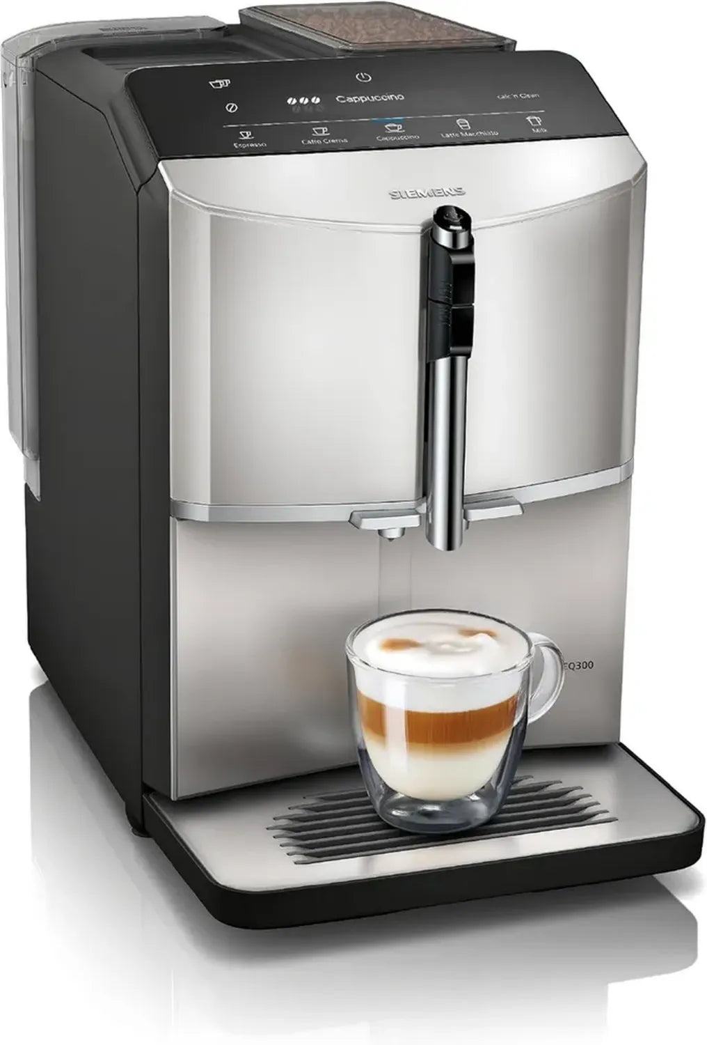 Siemens EQ300 S300 Macchina da Caffè Automatica con 5 Bevande, 250g Chicchi, 1.4L Serbatoio