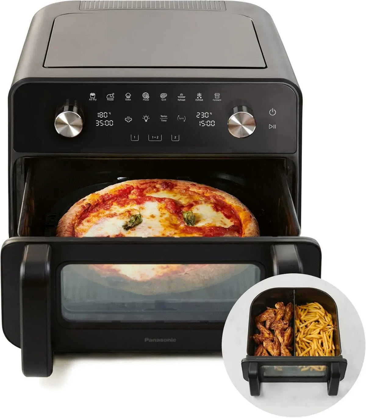Friggitrice ad Aria Panasonic con Cestello XL e Funzione Vapore, 8 Programmi Preimpostati, Nero