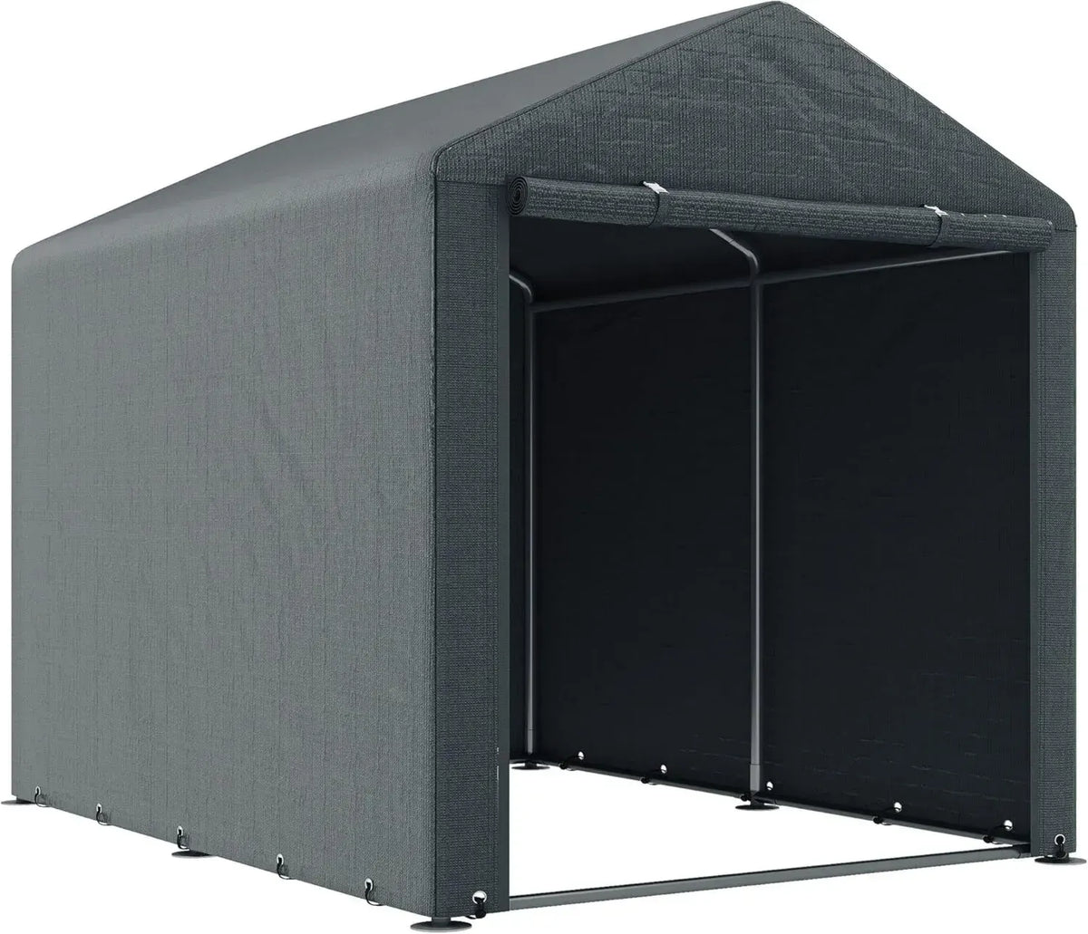 Ricovero Moto Esterno Anti UV con Chiusura a Zip, Tenda Garage per Bici e Attrezzi in Metallo e Tessuto PE, 160x218x172 cm