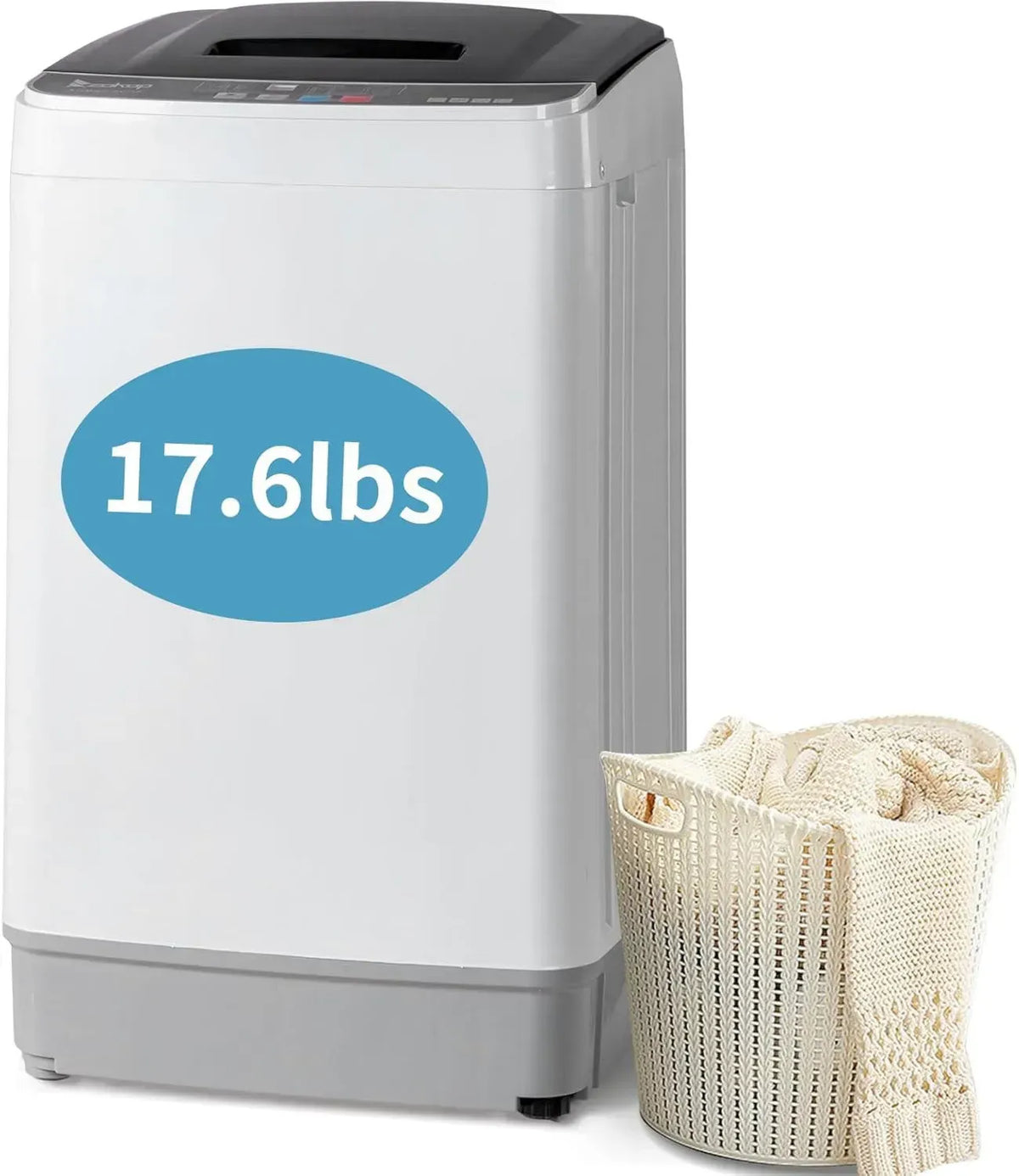 Winado - Lavatrice automatica portatile 18 libbre, carico dall'alto, pompa di scarico integrata, 10 programmi, 8 livelli acqua
