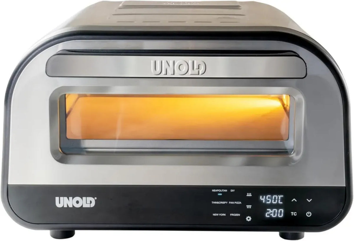 Forno Elettrico per Pizza Unold Luigi 68816, Acciaio Inox, Cottura Veloce a 400°C, Include Pietra in Cordierite, 1700W