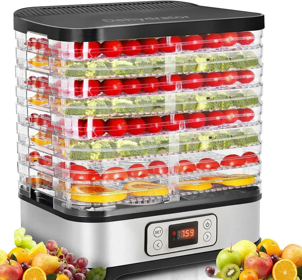 Essiccatore Alimentare COOCHEER con Controllo di Temperatura 35-70°C, 400W Display LCD