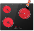 Piano cottura in vetroceramica a 3 zone, 5200W, controllo touch
