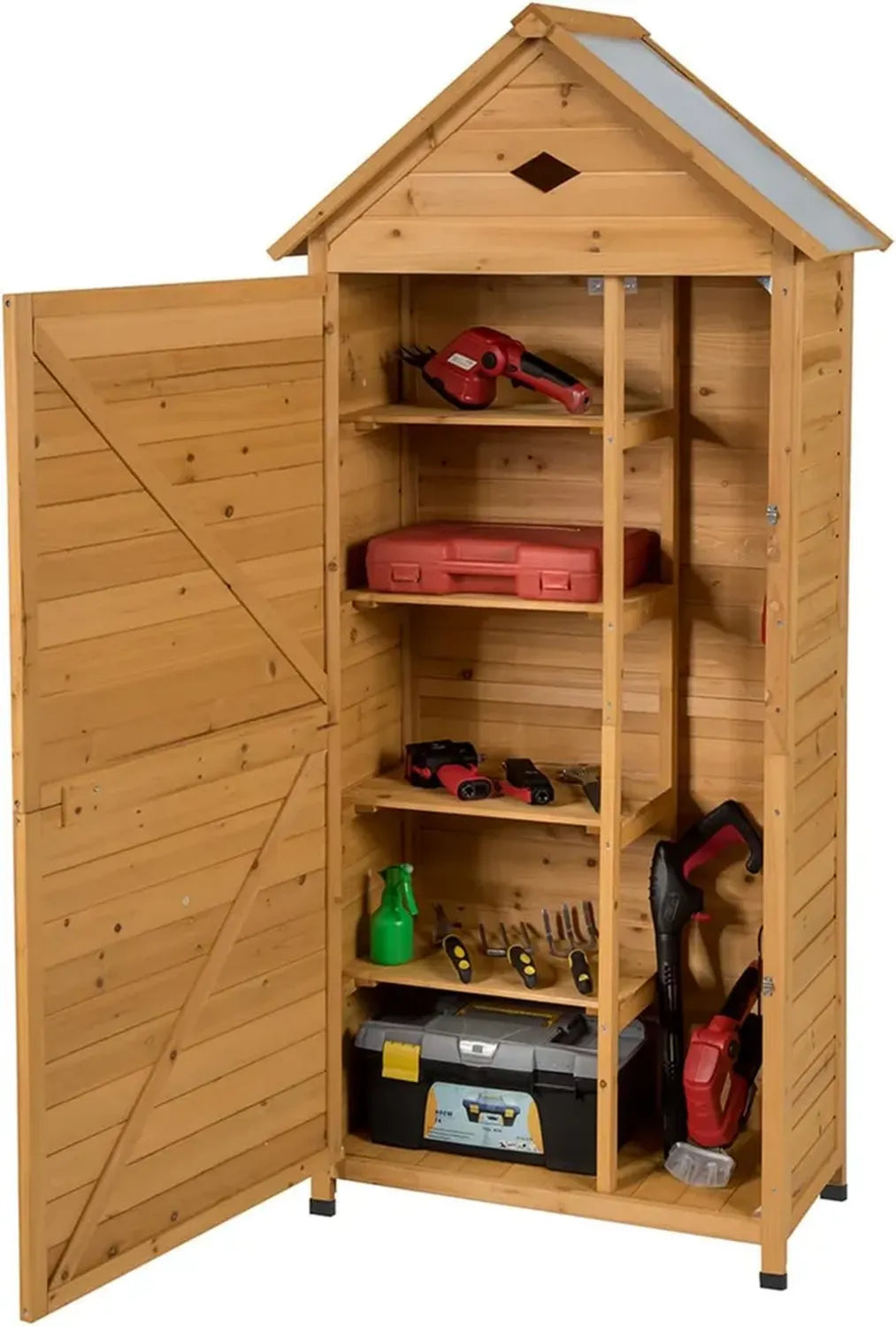 Ripostiglio in Legno da Giardino con Tetto Impermeabile e Serratura, 80x45x177 cm