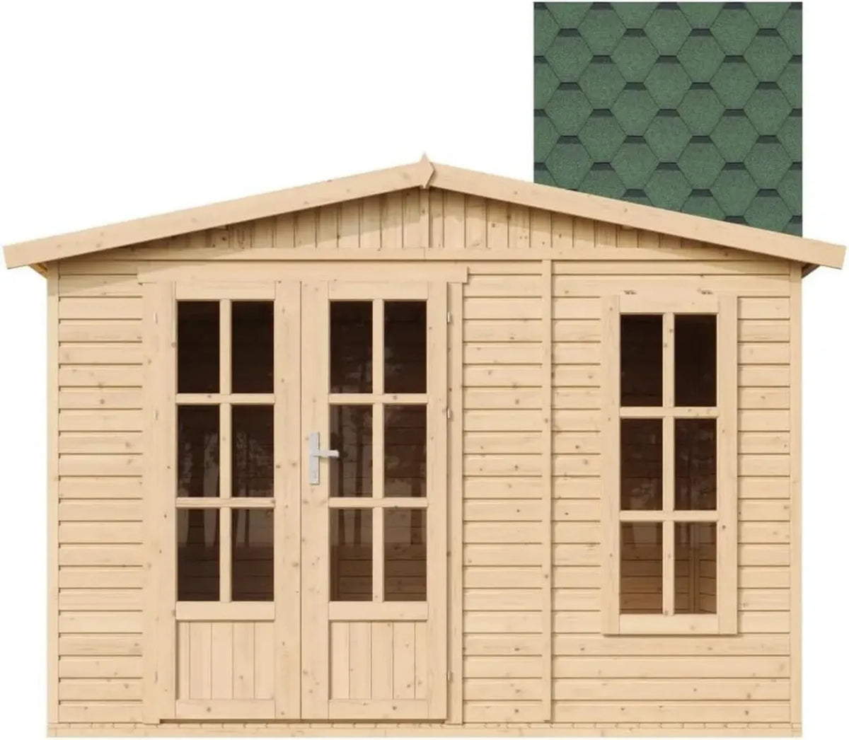 Casetta in legno 6m² con tegole verdi - Modello TIMBELA M334FB