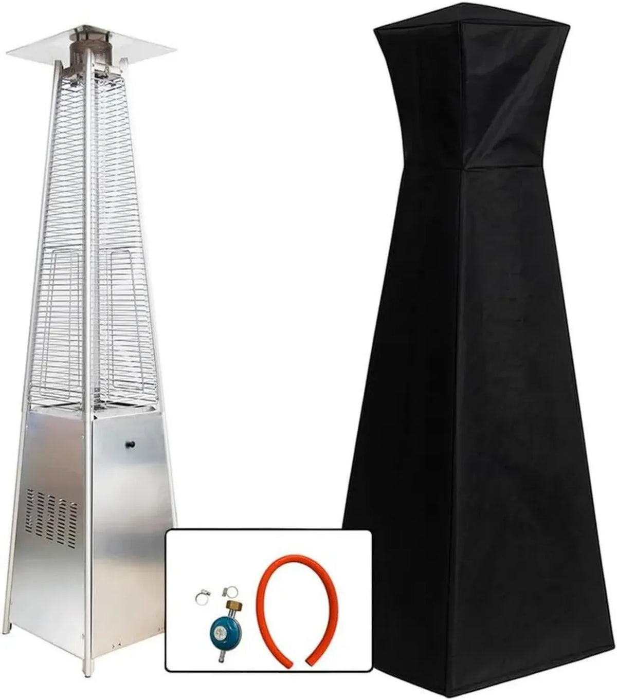 Riscaldatore a Gas Piramidale da Esterno 13kW con Fiamma Viva e Design Moderno per Giardino