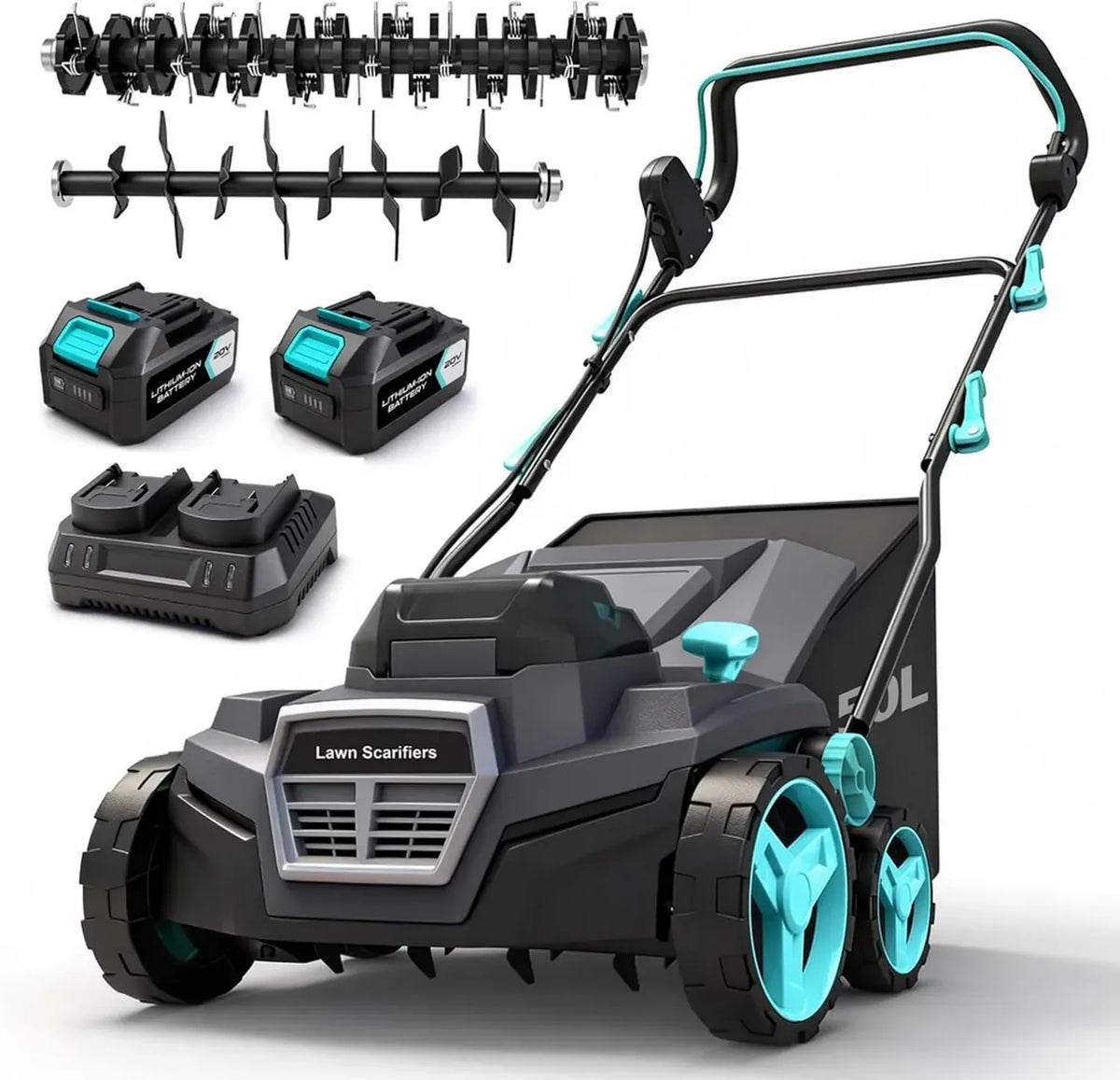 Aeratore e Scarificatore Senza Fili da 40 V con Batteria, Larghezza 38 cm, con Cesto da 50 L