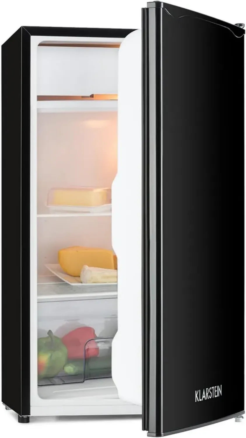 Frigorifero Compatto KLARSTEIN 90L, Classe Energetica E, Congelatore Incluso, Ripiani Regolabili, Design Nero
