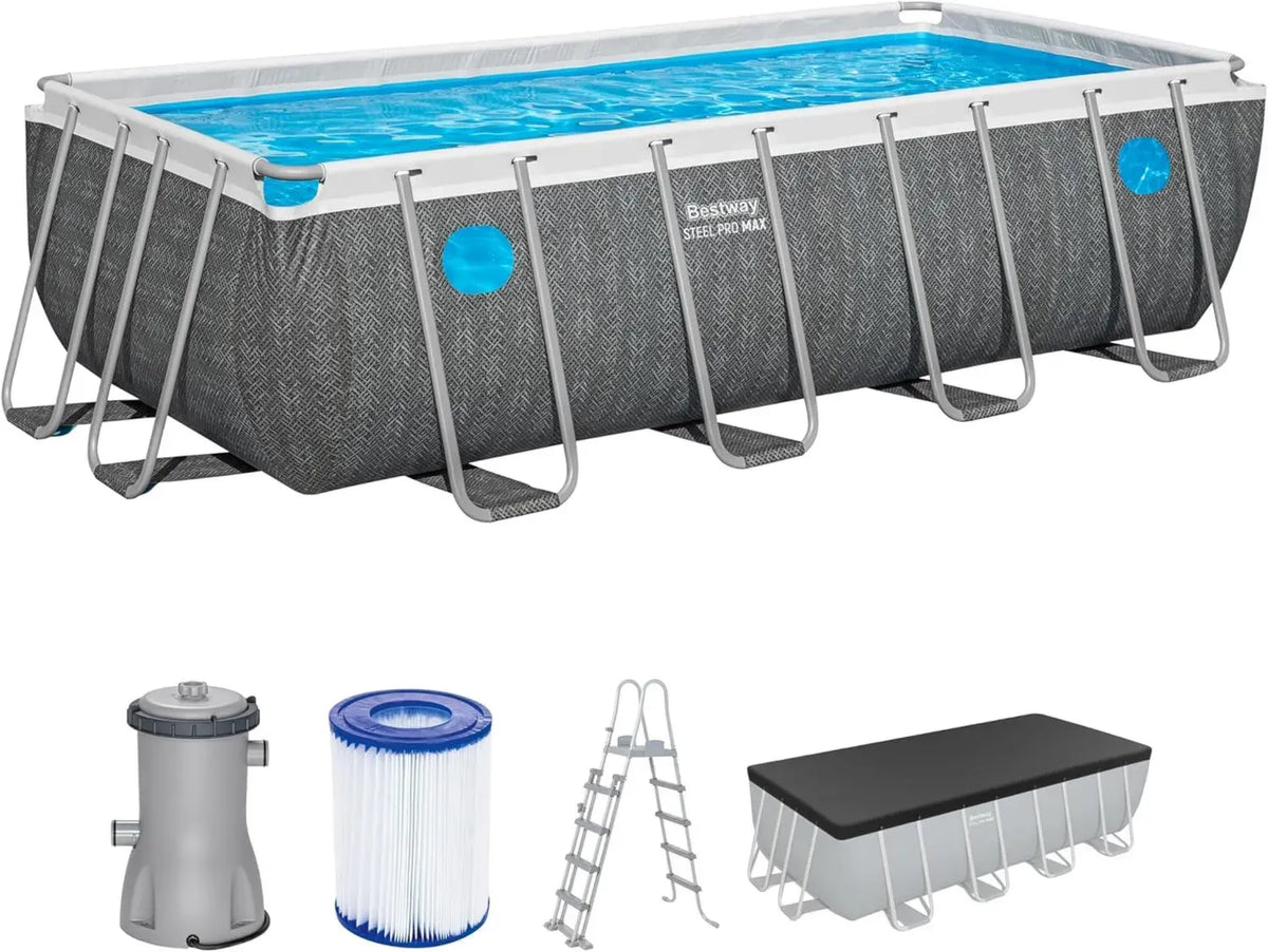 Piscina Rettangolare Fuori Terra Bestway Steel Pro MAX 488x244x122 cm, Grigio