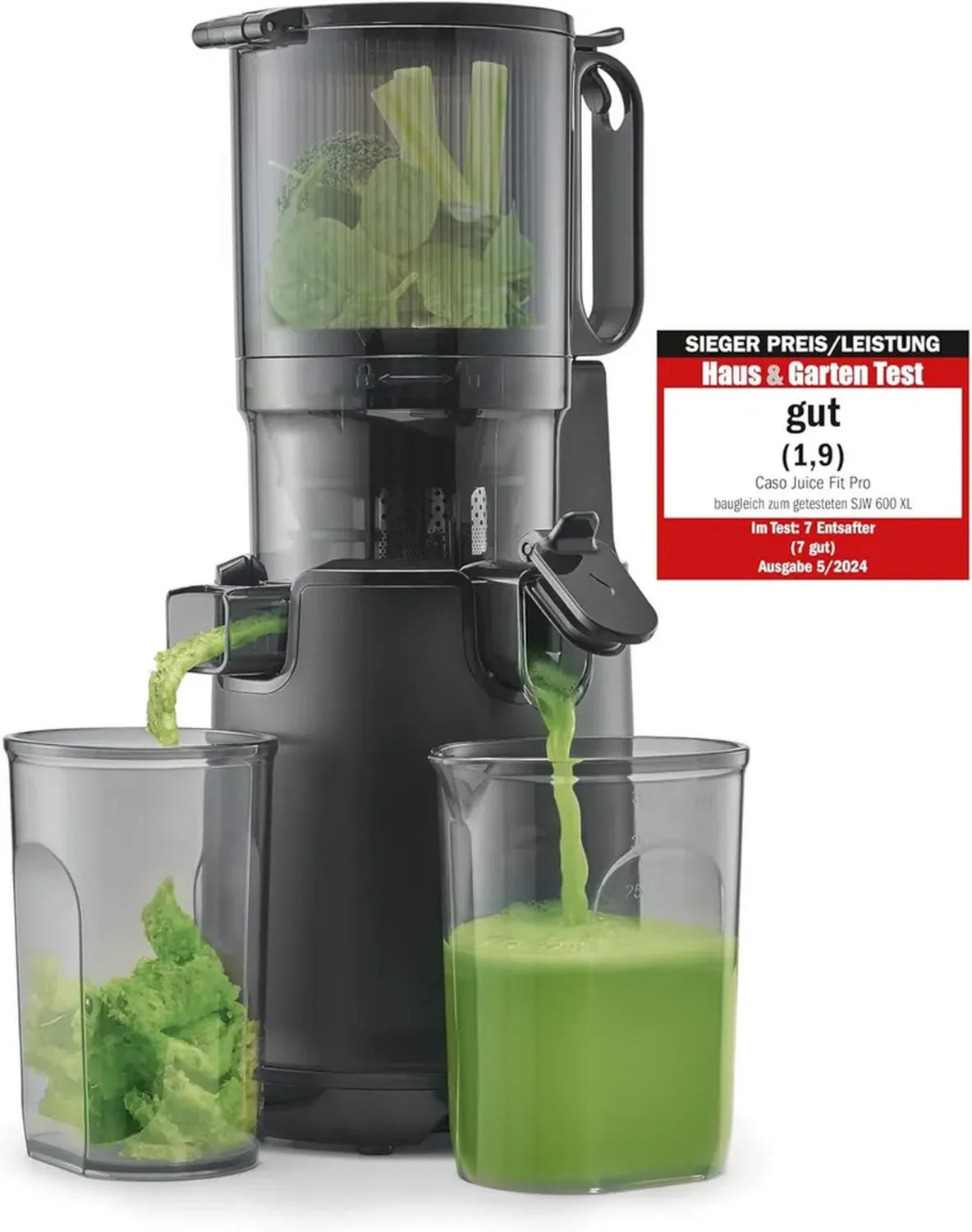 Estrattore di Succo CASO Juice Fit Pro – Prestazioni Eccellenti, Apertura Ampia da 130 mm, Nero