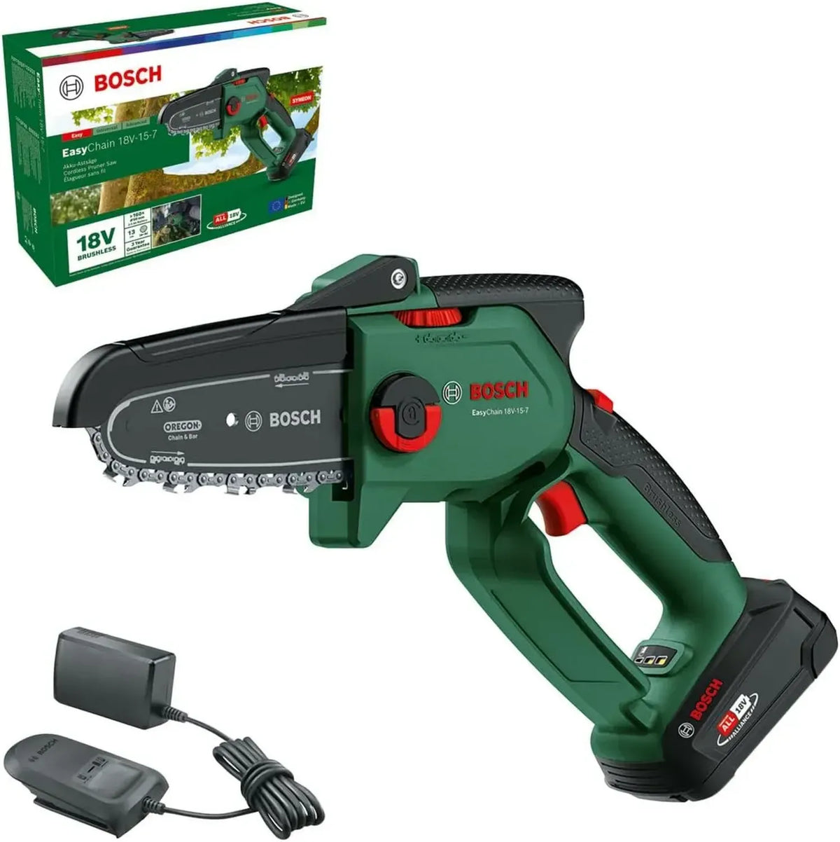 Motosega a Batteria Bosch EasyChain 18V-15-7 con Batteria e Caricabatterie