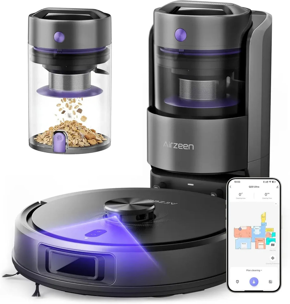 Robot aspirapolvere 5500Pa con navigazione laser, funzione mocio e controllo vocale Alexa