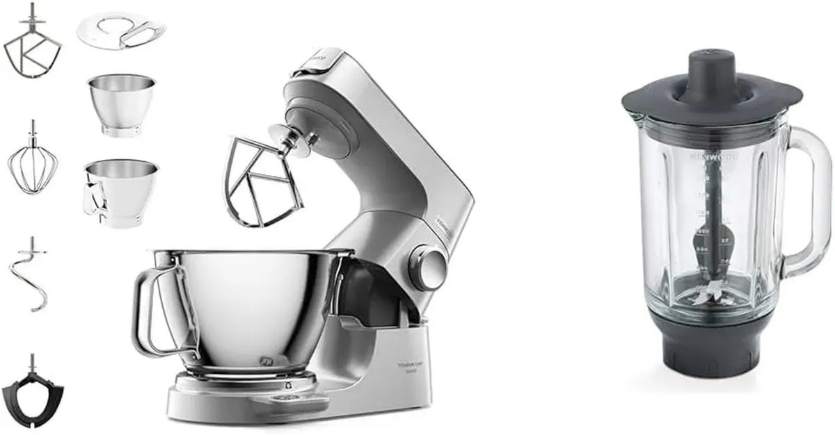Kenwood Impastatrice Planetaria Titanium Chef con Bilancia, Argento, con Frullatore Thermoresist