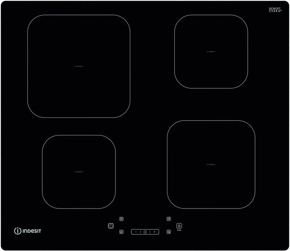 Piano cottura a induzione Indesit con 4 zone e controllo touch