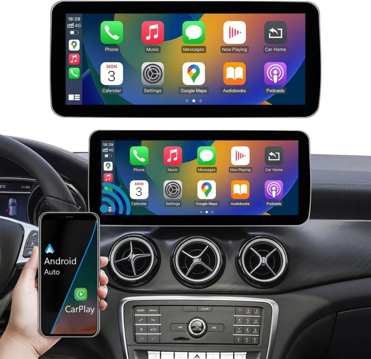 Schermo Tattile 12,3'' per Autoradio Mercedes Benz Classe A/C/V 2015-2018, Compatibile Carplay/Android Auto