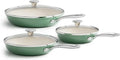 Set di 6 Padelle in Ceramica Antiaderenti per Induzione con Coperchio, 20/24/28 cm, Compatibili con Tutti i Piani Cottura, Senza PTFE e PFAS, Lavabili in Lavastoviglie, Verde